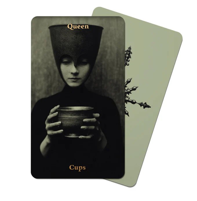 Tarot Obscuro Mini Edition indie tarot deck with black matte edges and metal storage tin.