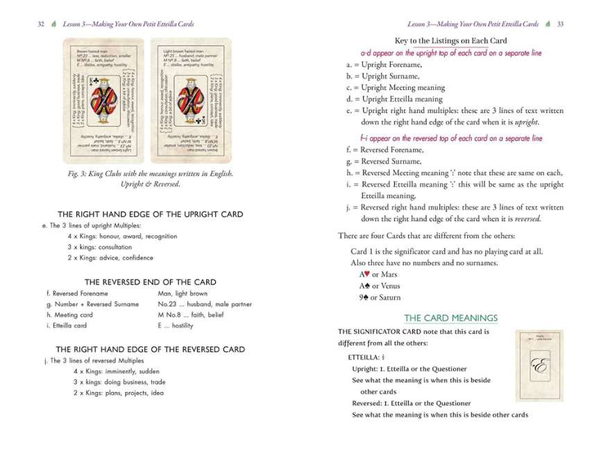 Original Petit Etteilla cartomancy deck with historical playing card symbols and meanings