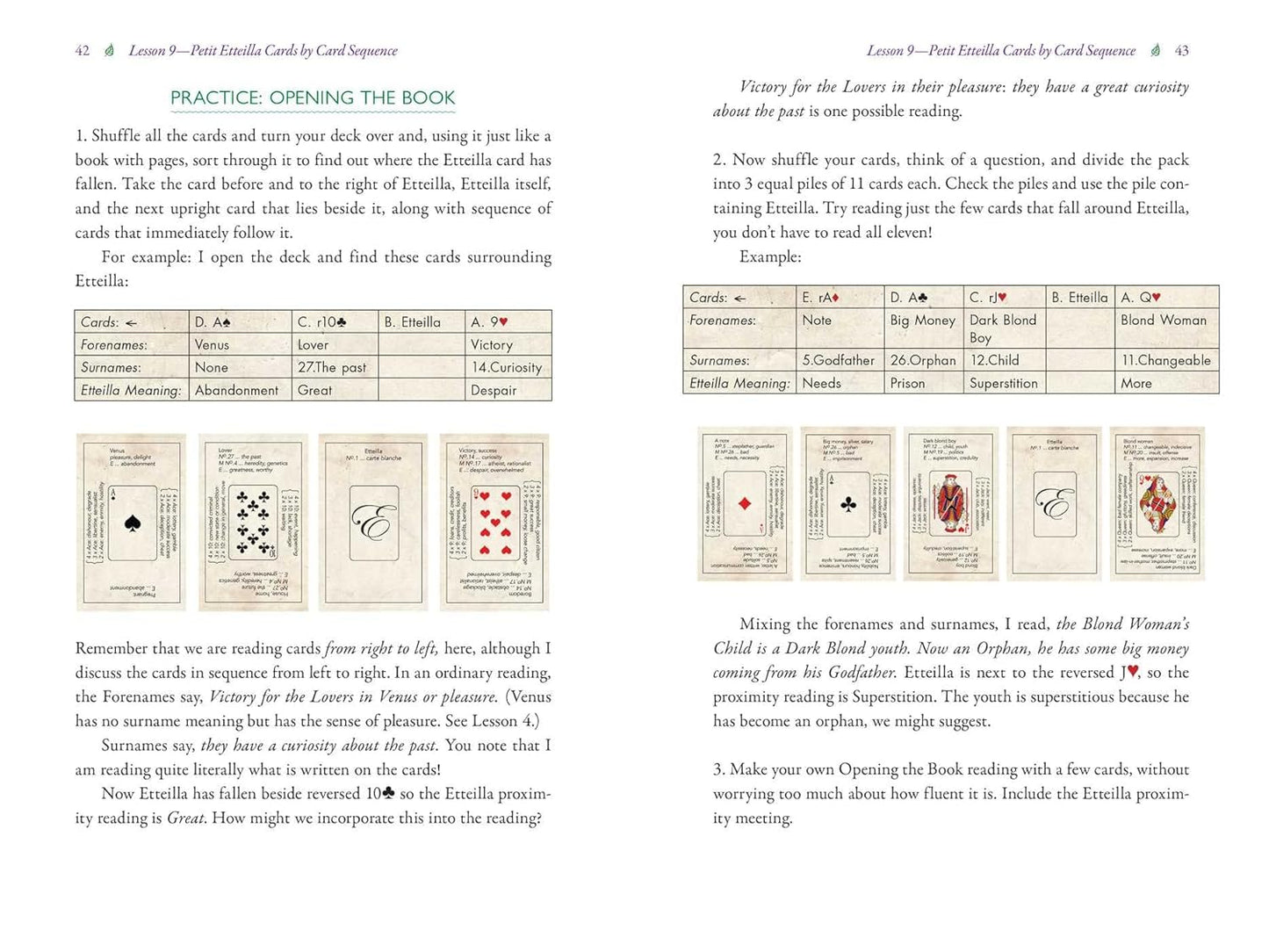 Original Petit Etteilla cartomancy deck with historical playing card symbols and meanings