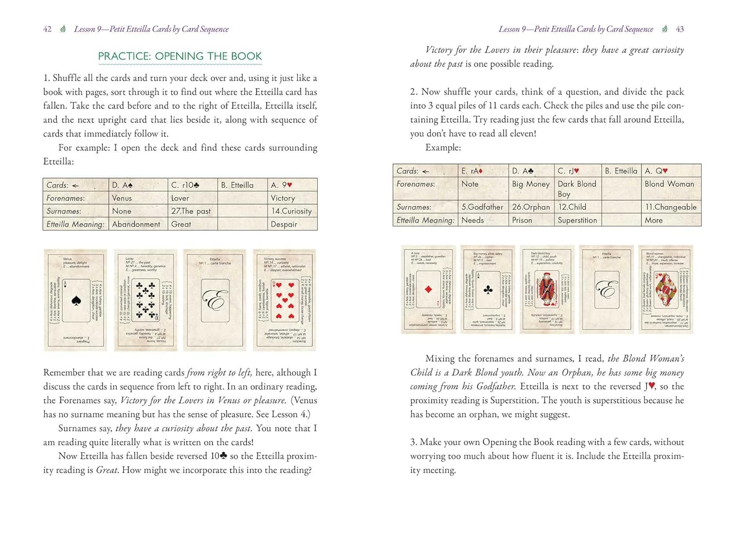 Original Petit Etteilla cartomancy deck with historical playing card symbols and meanings