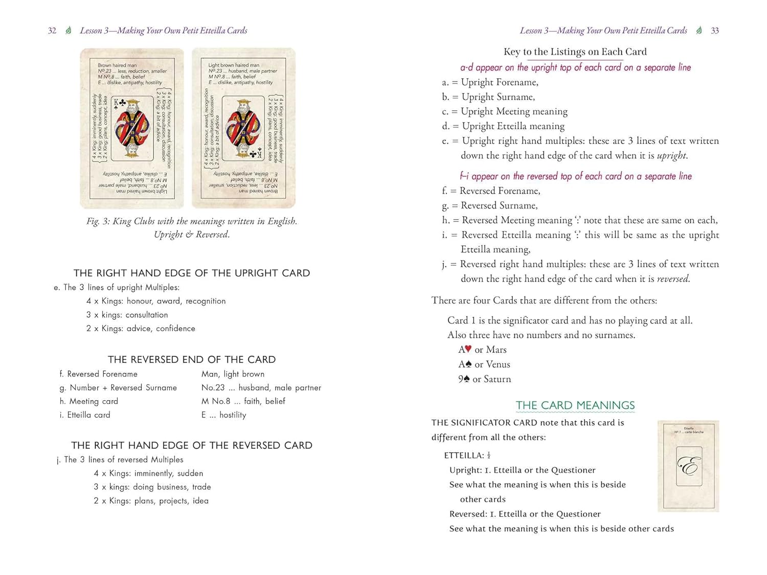 Original Petit Etteilla cartomancy deck with historical playing card symbols and meanings