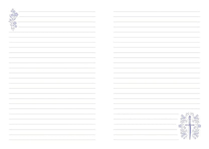 Blank lined paper with decorative floral corners on a white background Powerless Journal