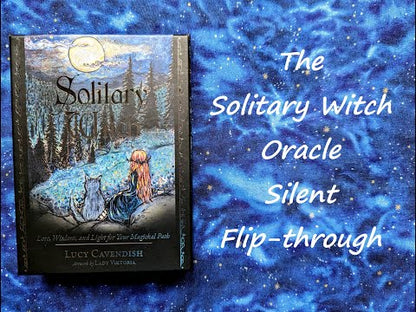 The Solitary Witch Oracle deck by Lucy Cavendish with mystical nature-inspired artwork and guidebook.