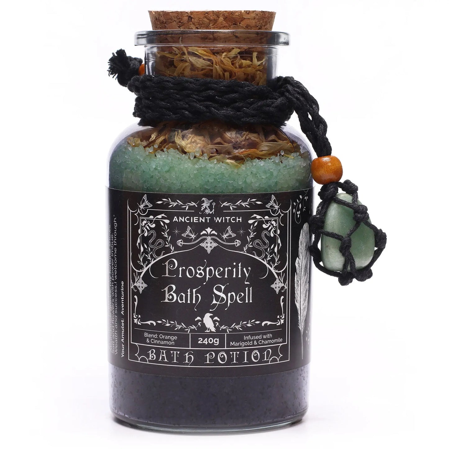 Bath potion labeled 'Prosperity Bath Spell' from Ancient Witch on a white background