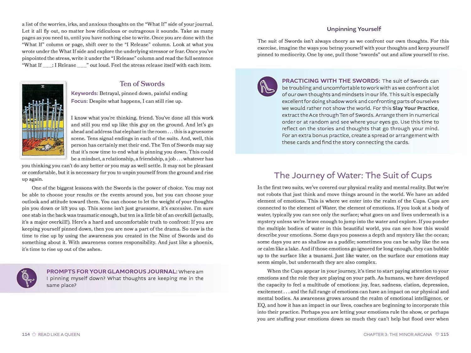 Page from a book or magazine with text and a card illustration on a white background