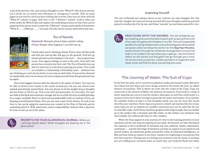 Page from a book or magazine with text and a card illustration on a white background