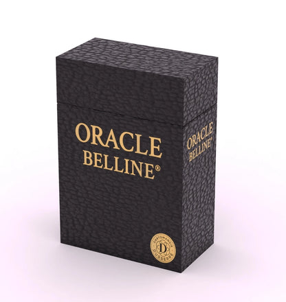 A black textured Oracle Belline cigarette pack box with gold lettering, shown on a clean white background.
