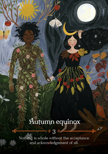 Seasons of the Witch Mabon Oracle deck featuring autumn themed oracle cards and guidebook.