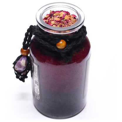 Glass jar with decorative elements on a white background