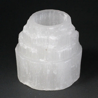Selenite Mountain Top Candle Holder - 8 cm - Oneness emporium