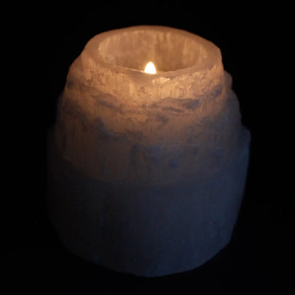 Selenite Mountain Top Candle Holder - 8 cm - Oneness emporium