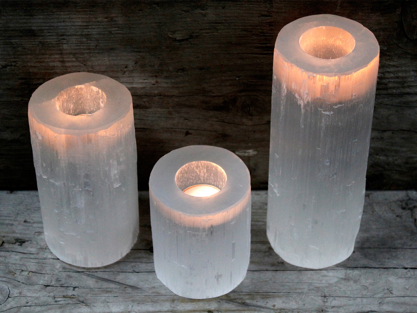 Selenite Cylinder Candle Holder