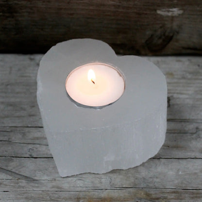 Selenite Heart Candle Holder - Oneness emporium