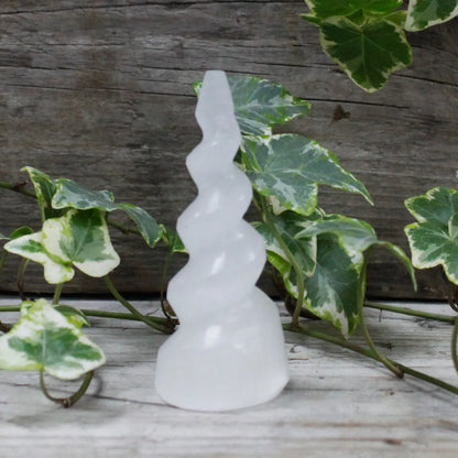 Selenite Spiral Unicorn Horn Tower - Oneness emporium
