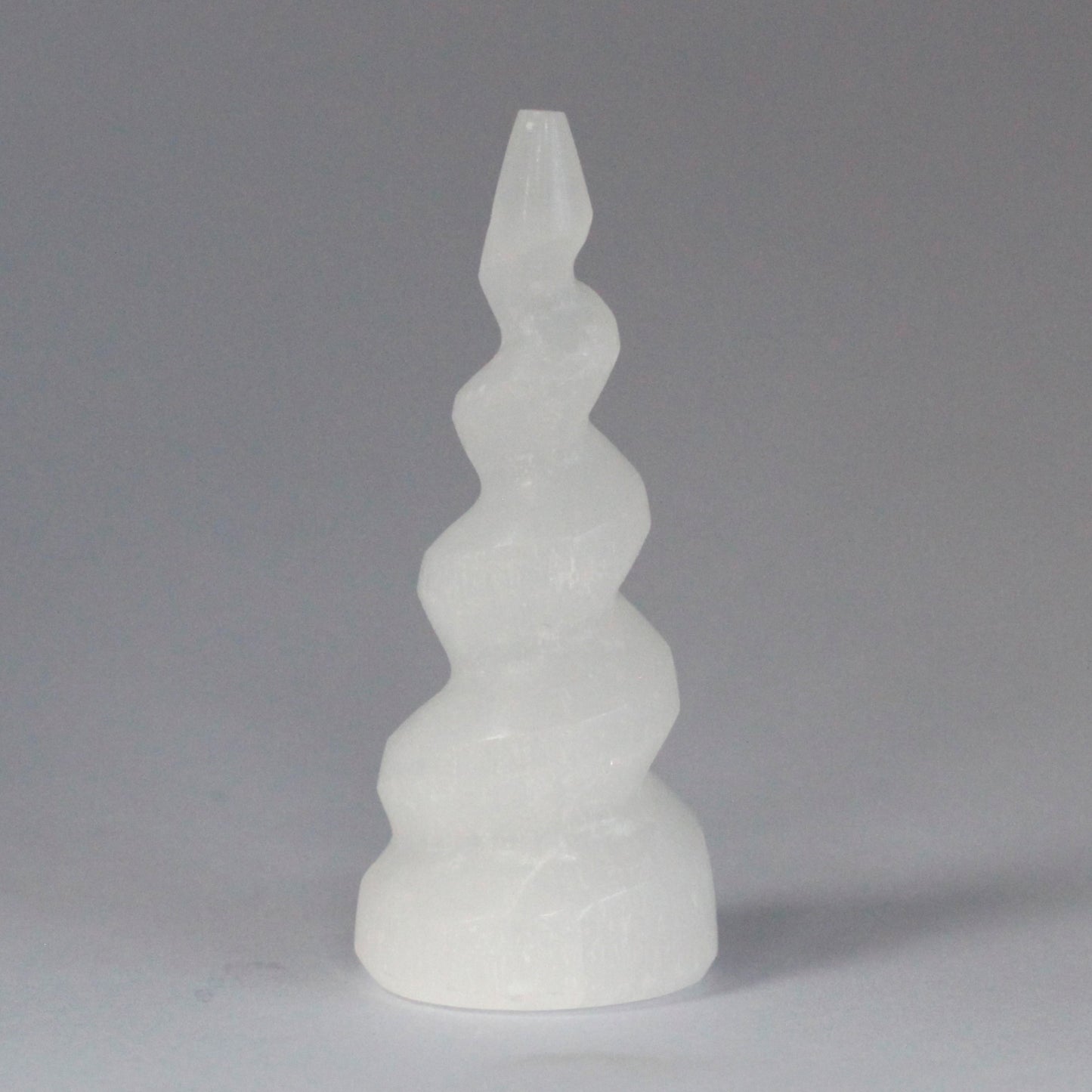 Selenite Spiral Unicorn Horn Tower