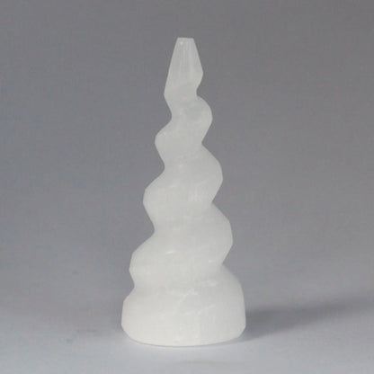 Selenite Spiral Unicorn Horn Tower - Oneness emporium