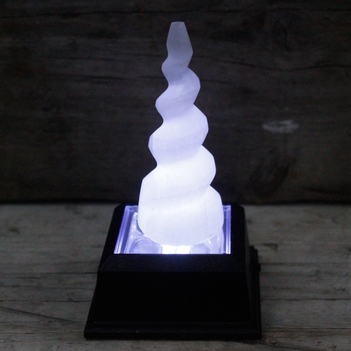 Selenite Spiral Unicorn Horn Tower