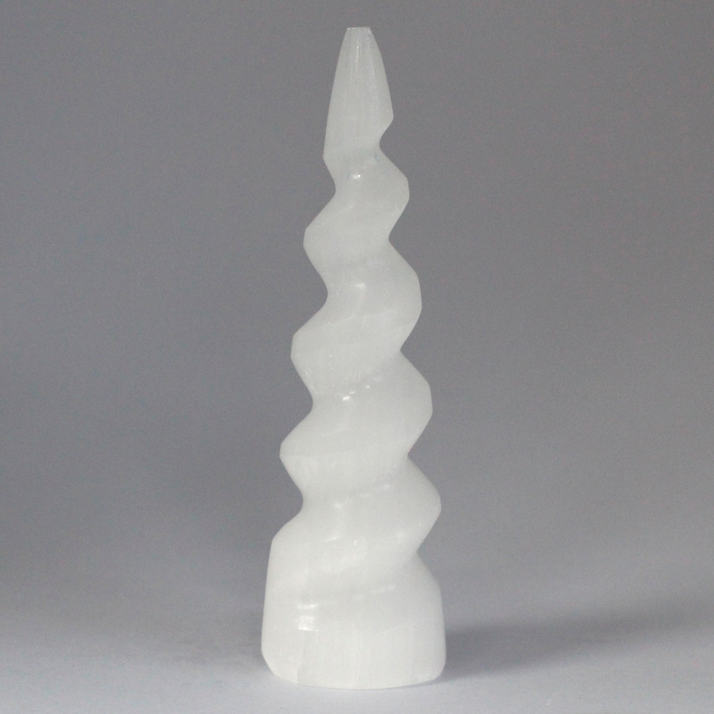 Selenite Spiral Unicorn Horn Tower