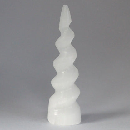 Selenite Spiral Unicorn Horn Tower - Oneness emporium