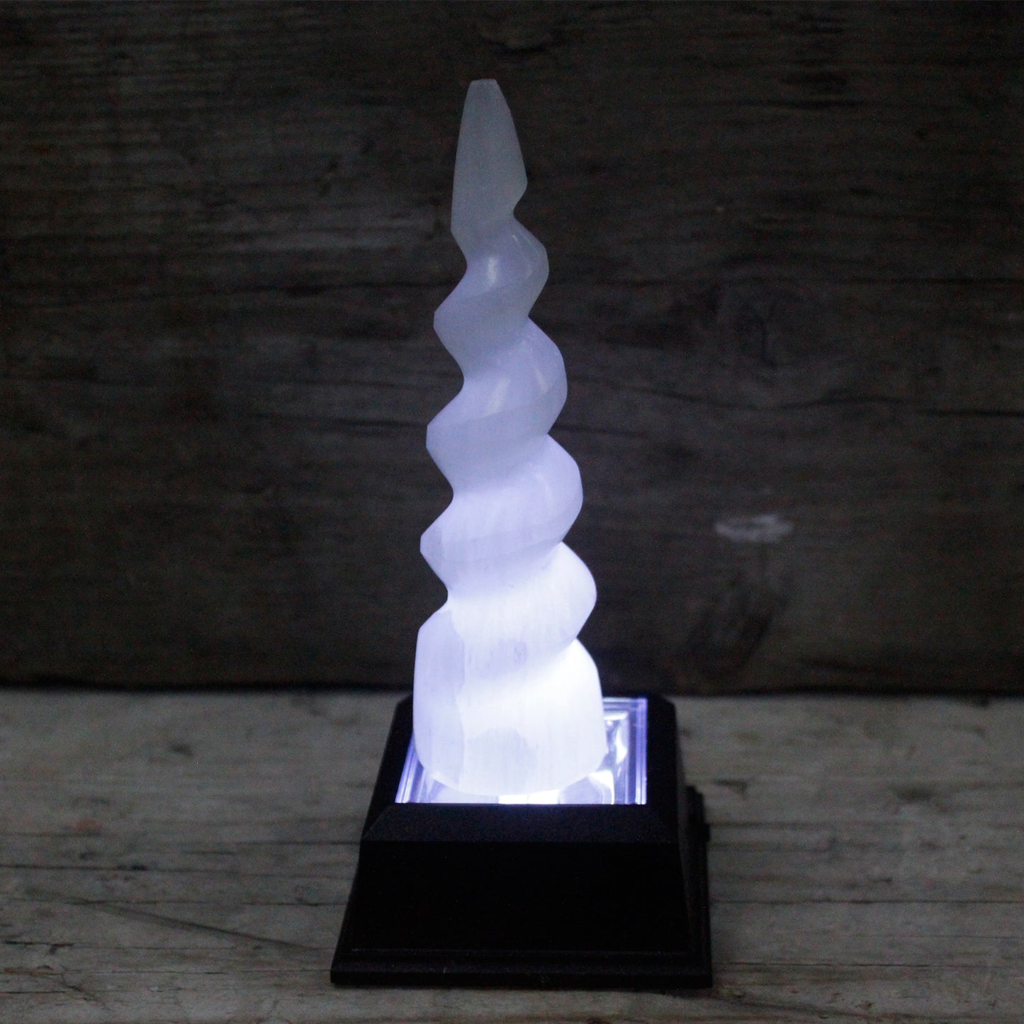 Selenite Spiral Unicorn Horn Tower