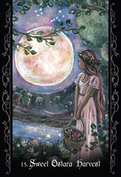 The Solitary Witch Oracle deck by Lucy Cavendish with mystical nature-inspired artwork and guidebook.