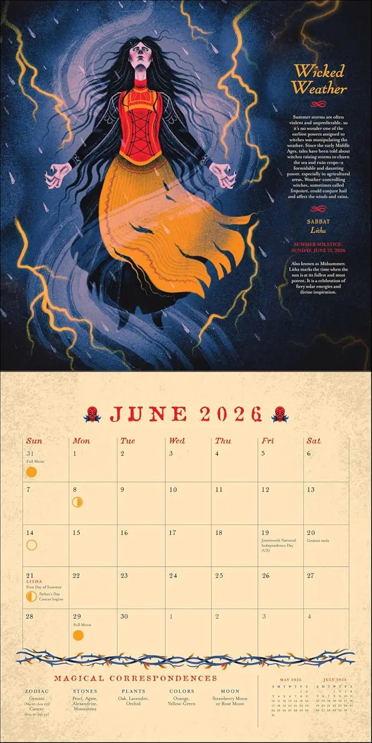 Seasons of the Witch 2026 Wall Calendar (Includes Stickers) Flame Tree