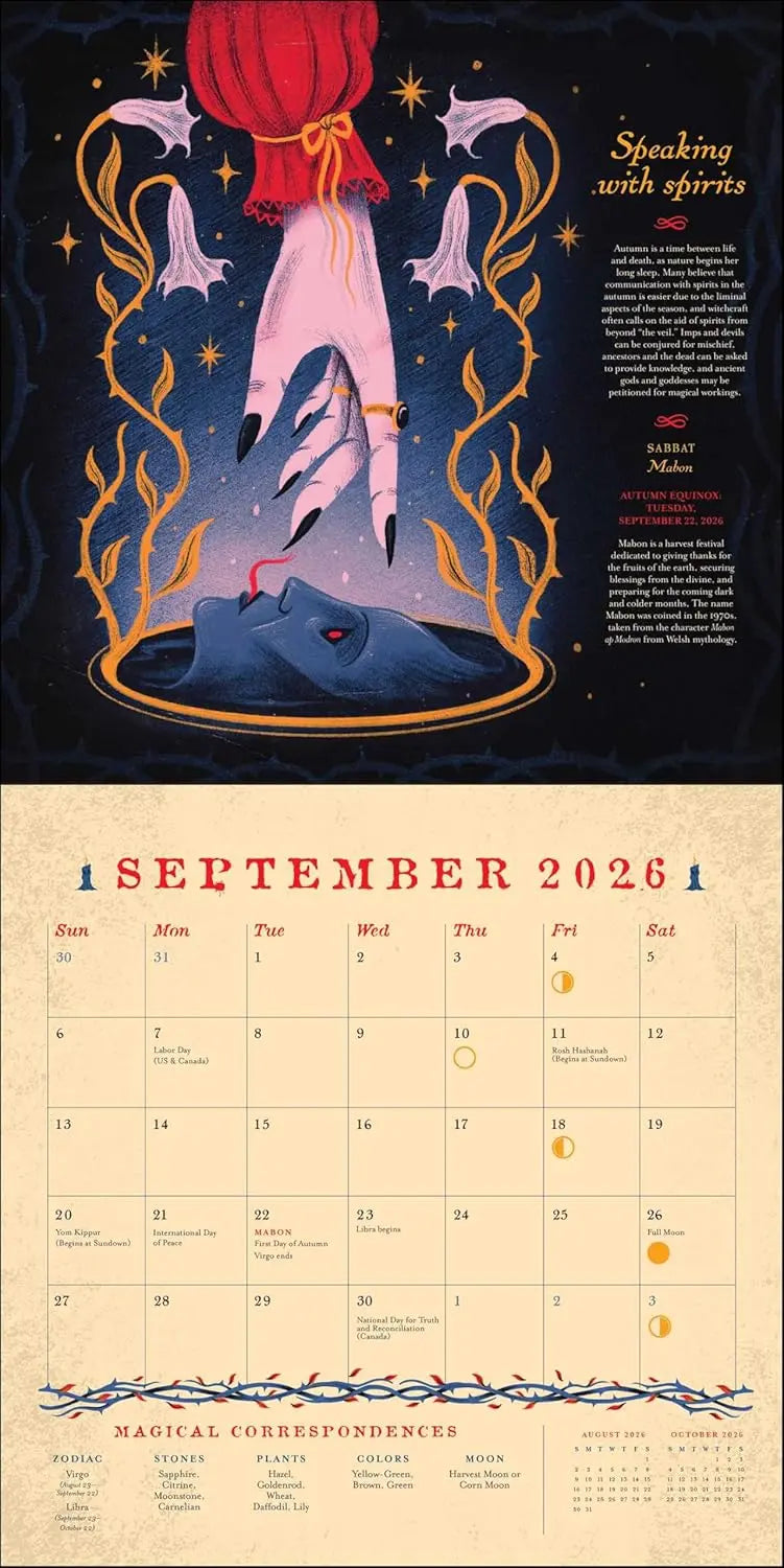 Seasons of the Witch 2026 Wall Calendar (Includes Stickers) Flame Tree