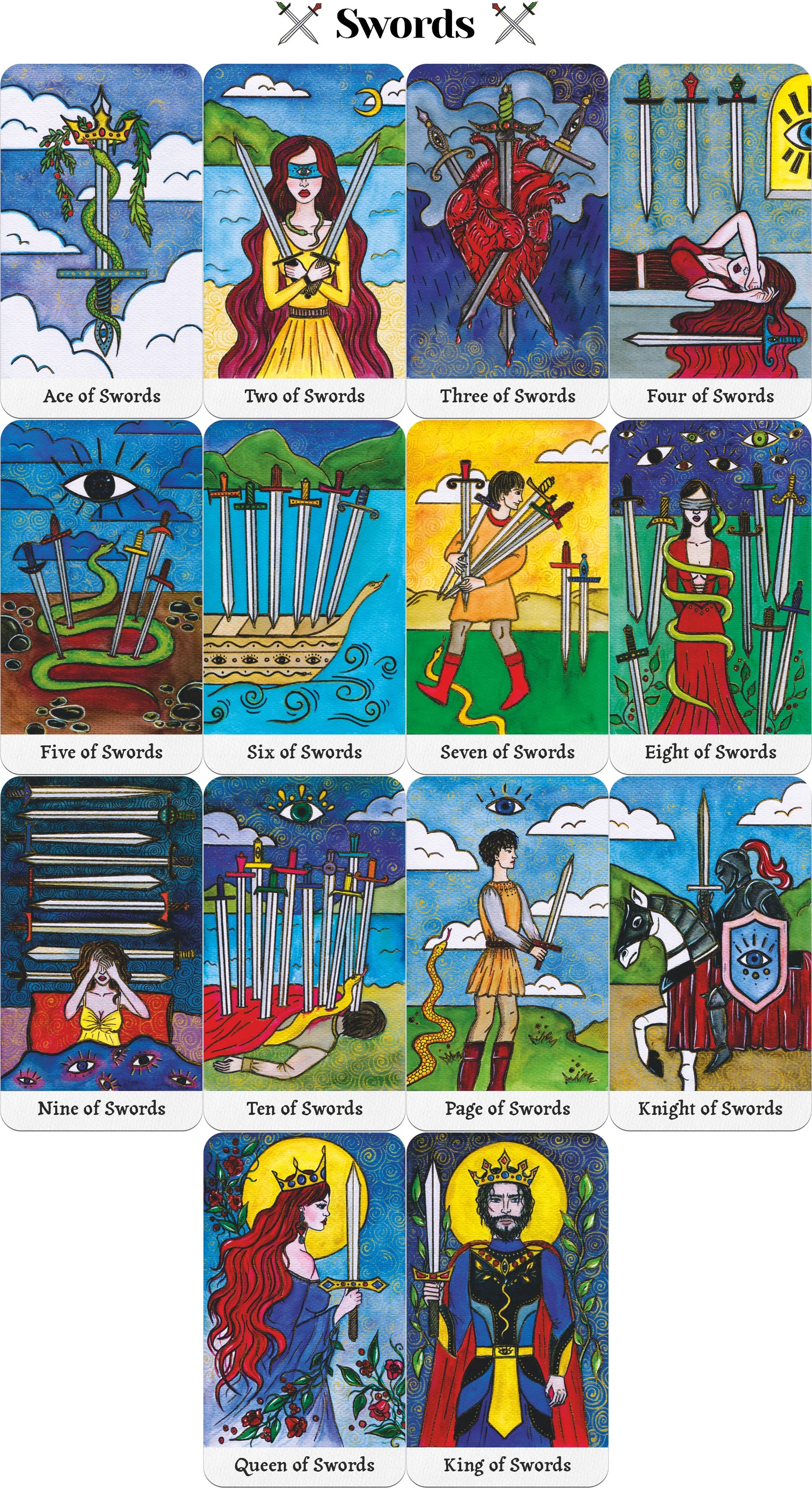 Oculus et Serpentibus Tarot deck featuring mystical eye and serpent imagery inspired by the Rider-Waite-Smith tarot tradition.