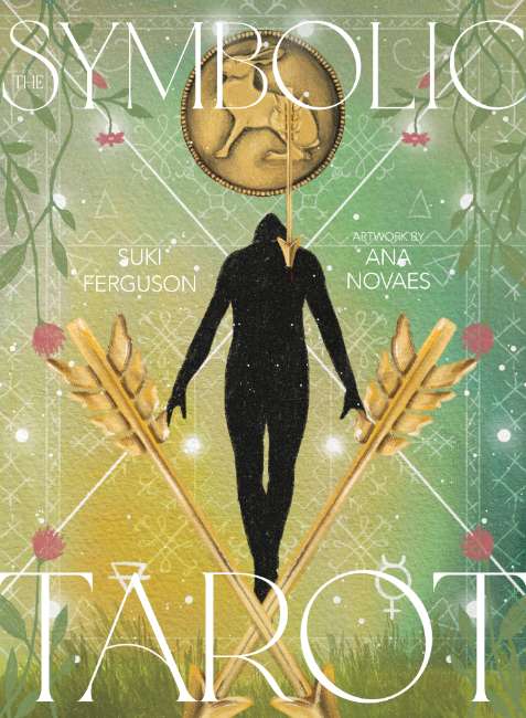 Book cover of 'The Symbolic Tarot' with a silhouette, arrows, and tarot card design.