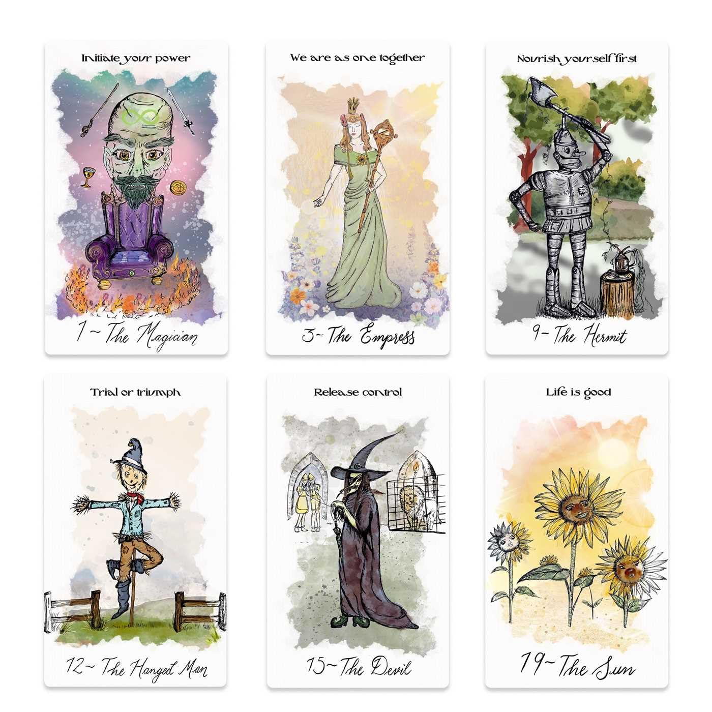 Tarocle of Oz tarot and oracle deck featuring illustrated characters from the Land of Oz with guidebook.