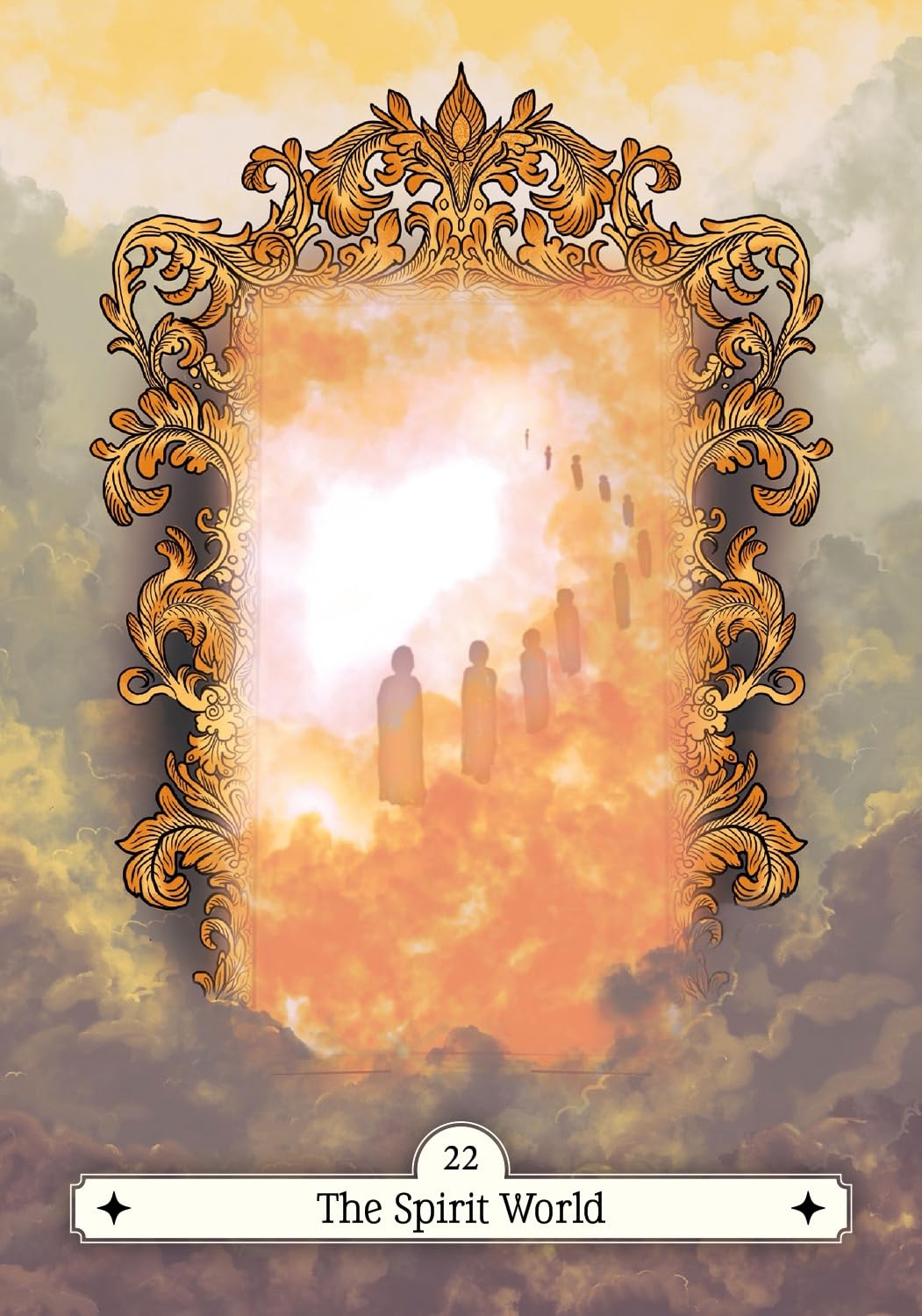 Decorative mirror with a glowing center and 'The Spirit World' label on a gradient background