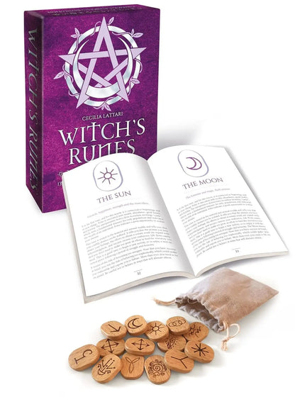 Witch’s Runes: 36 Magickal Symbols for Divination – Wooden Runes Kit &amp; Guidebook Lo Scarabeo
